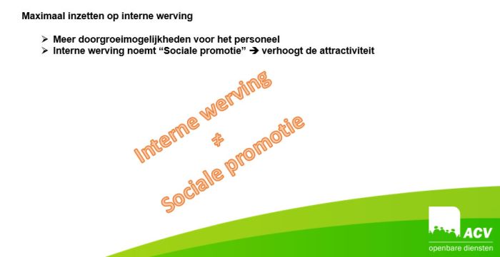 Interne werving <> Sociale promotie